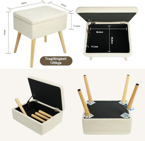 Zedelmaier Hocker Hocker schminktisch Fußhocker Schminkhocker Polsterhocker (ZD3645)