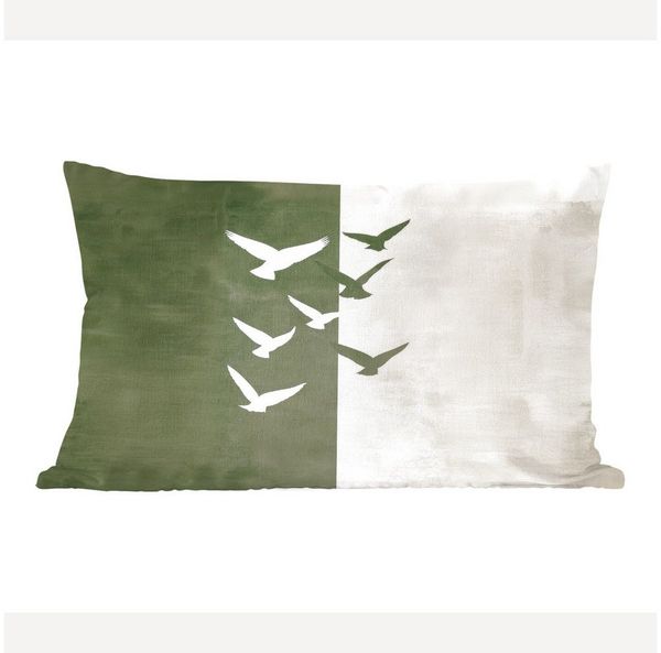 MuchoWow Dekokissen Japandi - Vogel - Grün, Dekoration, Zierkissen, Kissen mit Füllung, 50x30 cm