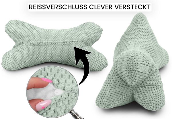 Amilian Nackenkissen Leseknochen 44x22 cm für Erwachsene - Lesekissen Knochenkissen Sofa, Leseknochen für Erwachsene, mit Bezug, weich, abnehmbarer Bezug, formstabil Bild 3