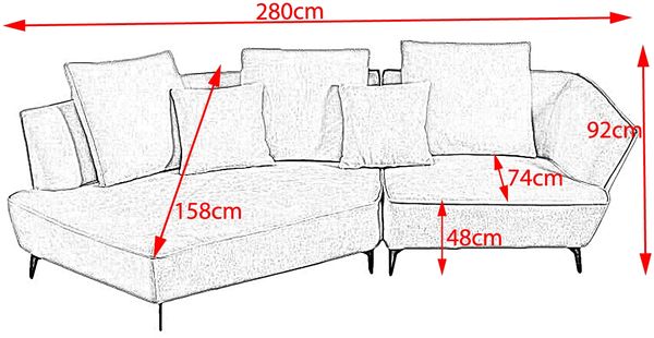 KAWOLA Sofa GARBO Designsofa Stoff grau links offen 92 x 158 x 280 cm Bild 10
