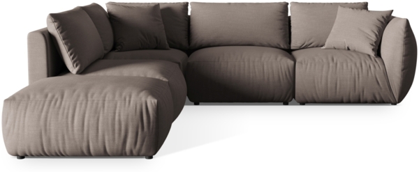 Micadoni Modulares Ecksofa Chris 4-Sitzer Links Strukturierter Stoff Warmes Grau