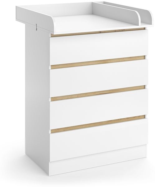 Wickelkommode Emmi Weiß/Goldkraft Eiche 80 x 111.7 cm mit 4 Schubladen Vitalispa