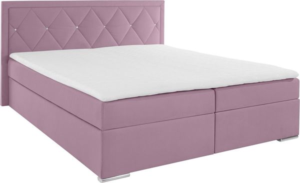 Leonique Boxbett Alfie, Bestseller, wahlweise mit Bettkasten, mit Straßsteinen im Kopfteil, H2, H3 und H4 wählbar
