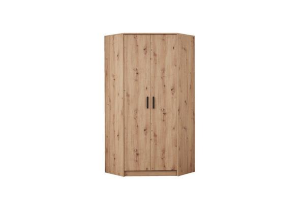 Marmex Möbel Grant 08A Eckkleiderschrank mit Kleiderstangen und Einlegeböden, laminierte Spanplatte, artisan Eiche, 91x195x91 cm