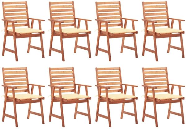 vidaXL Garten-Essstühle 8 Stk. mit Kissen Massivholz Akazie 3078376