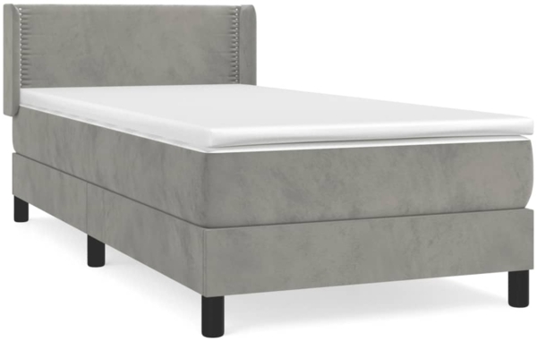 vidaXL Boxspringbett mit Matratze Hellgrau 90x190 cm Samt 3130871