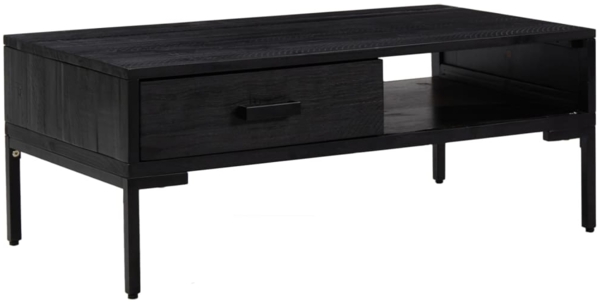 vidaXL Couchtisch Schwarz 90x50x35 cm Massivholz Kiefer 349930