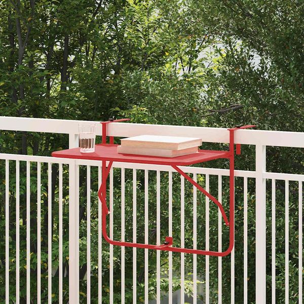 vidaXL Hängender Balkontisch Rot 60 x 39 x 65 cm Stahl 42008078