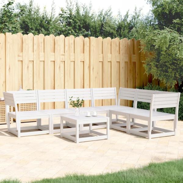 vidaXL 6-tlg. Garten-Sofagarnitur Weiß Massivholz Kiefer 3217016