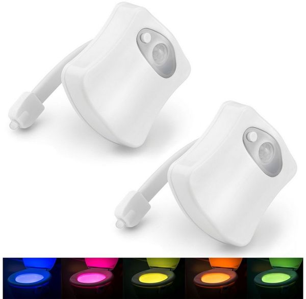 HAC24 LED Nachtlicht LED Toilettenlicht WC Nachtlicht Toiletten Lampe Beleuchtung Klolicht, LED fest integriert, Farbwechsel, mit Bewegungsmelder Batteriebetrieben