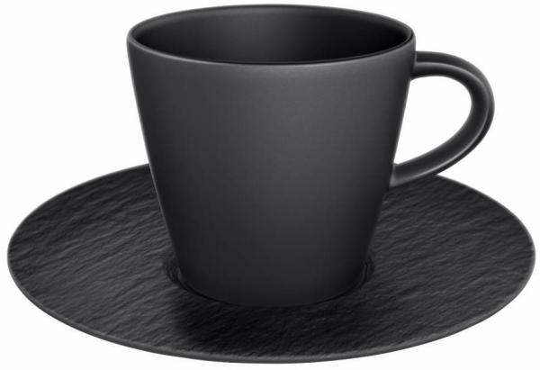 Villeroy & Boch Manufacture Rock Kaffeetasse mit Untertasse schwarz