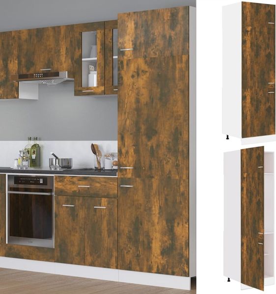 vidaXL Kühlumbauschrank Lyon Räuchereiche 60x57x207 cm Holzwerkstoff 815600