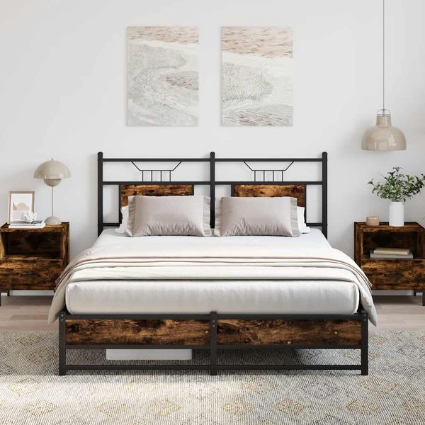 vidaXL Bettgestell ohne Matratze Räuchereiche 140x200 cm Holzwerkstoff 4106909