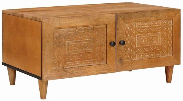 vidaXL Couchtisch mit Tür Hellbraun 80 x 50 x 40 cm Massivholz Akazie 4018085