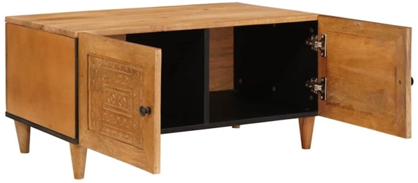 vidaXL Couchtisch mit Tür Hellbraun 80 x 50 x 40 cm massives Mangoholz 4018085
