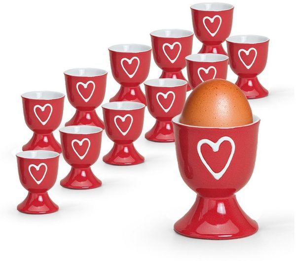matches21 HOME & HOBBY Eierbecher, (12-tlg), Runde Keramik Ei-Halter als lustige Frühstücks-Eier Tisch-Deko