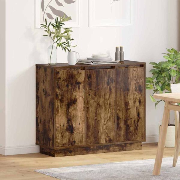 vidaXL LED-Sideboard Geräucherte Eiche 90 x 32 x 75 cm Holzwerkstoff 869678