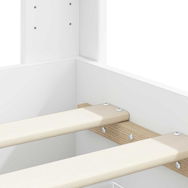 vidaXL Bettgestell mit Stauraum und Kopfteil Weiß Holzwerkstoff 3414437 Bild 10