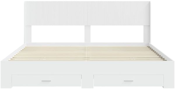 vidaXL Bettgestell mit Stauraum und Kopfteil Weiß Holzwerkstoff 3414437 Bild 6