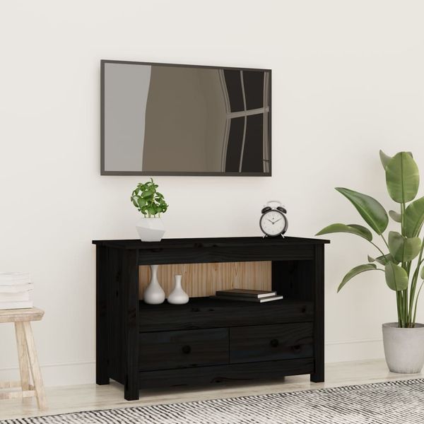 vidaXL TV-Schrank Schwarz79x35x52 cm Massivholz Kiefer 821501