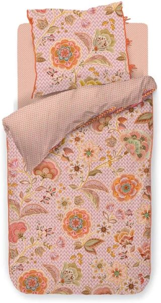PIP Studio Perkal Bettwäsche 135x200 Hakuna lila Asia Blüten Wende rosa