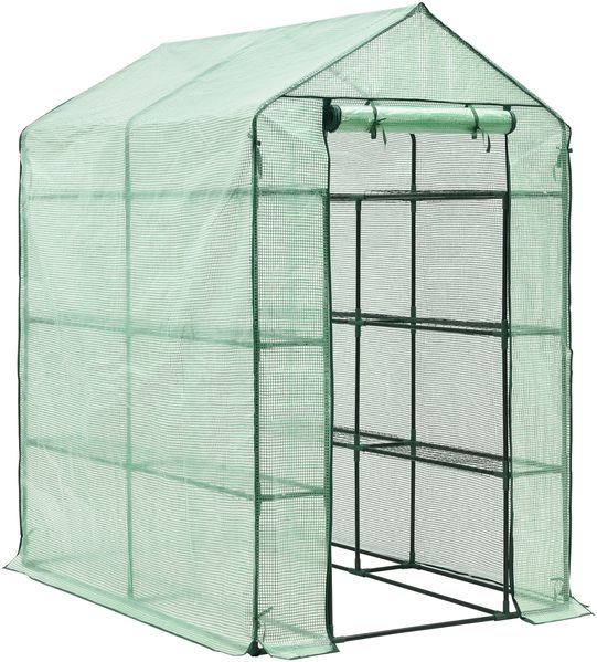 Gewächshaus Vale mit Ablagen 120x170x194cm Grün [en. casa]