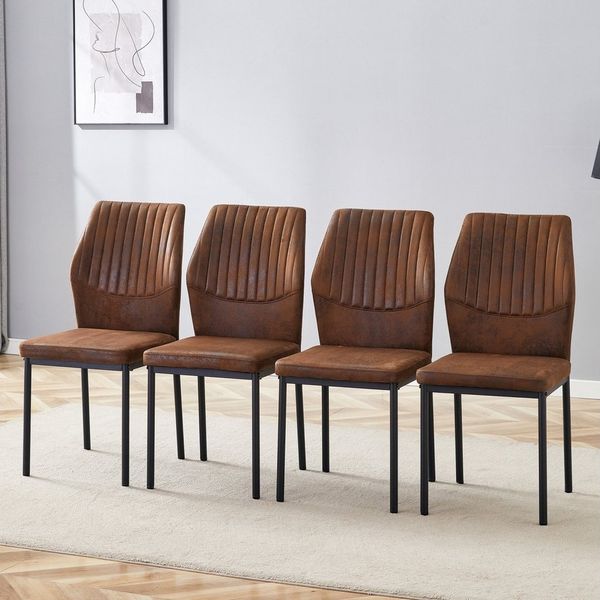 ANYSUN Esszimmerstuhl Esszimmerstühle 4er Set Kunstleder Rückenlehne mit Metallbeine (modernen Leicht-Luxus-Design. mit vertikaler Prägung), Passend für Esszimmer oder Wohnzimmer