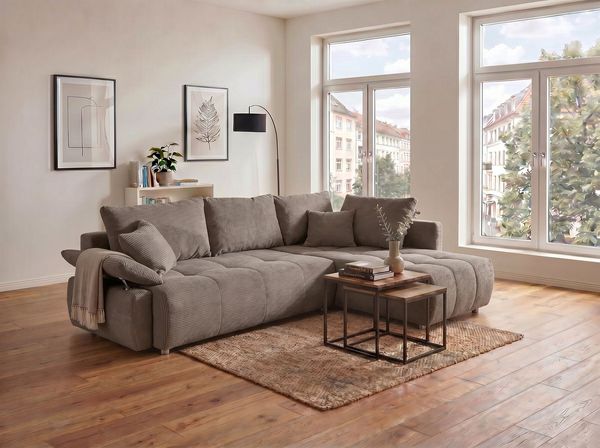 COLLECTION AB Ecksofa Funtastic, Breite 213 cm, mit Schlaffunktion, Bettkasten, Armverstellung und Bonnelfederkern