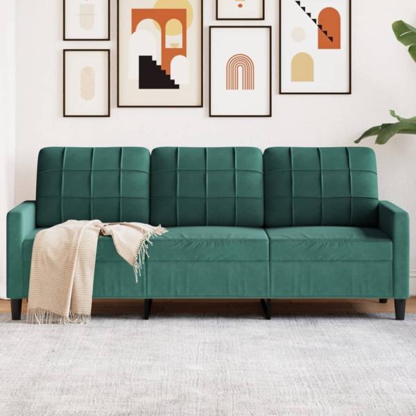 vidaXL 3-Sitzer-Sofa Dunkelgrün 180 cm Samt 4007636