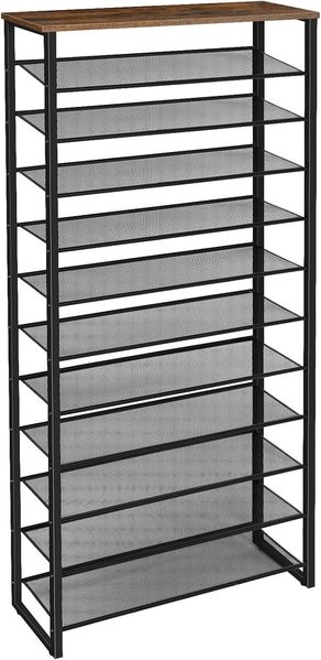 Hoobro SCHUREGAL Braun 12-stöckiges Schuhablage (H 191 x T 28.5 x B 75 cm)
