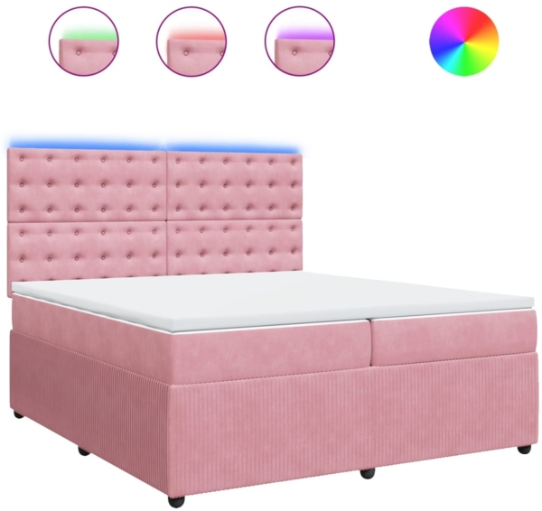 vidaXL Boxspringbett mit Matratze Rosa 200x200 cm Samt 3294747