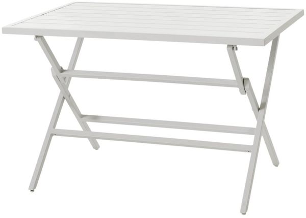 Gartenesstisch Wilkie aus Aluminium, modern klappbar, weiß, 120x72 cm für 4–6 Personen