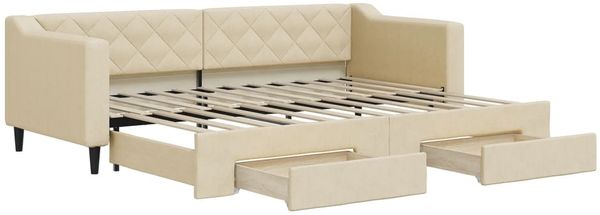 vidaXL Tagesbett Ausziehbar mit Schubladen Creme 80x200 cm Stoff 3197461 Bild 2