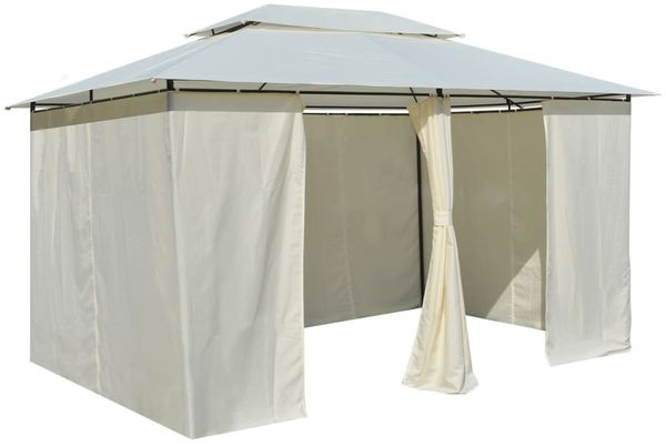 vidaXL Gartenpavillon mit Gardinen 4x3 m Weiß 43216 Bild 4