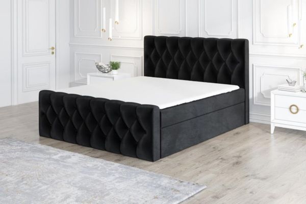 A&J MöbelLand GmbH Boxspringbett ARI mit 2 Bettkästen und Topper. (Boxspringbett mit Bettkasten und gepolstertem Kopfteil. Inclusive Topper!, Kostenlose Lieferung! TOP ANGEBOT), Länge 216 cm Höhe 106 cm