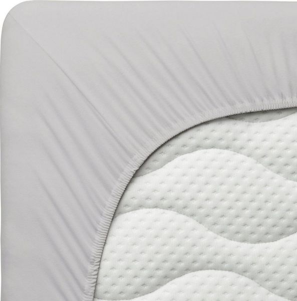 Schlafgut Spannbettlaken Premium, Gummizug: rundum, (1 Stück), Mako-Zwirn-Jersey, Grey Light, S 90x190cm - 100x220cm Bild 4