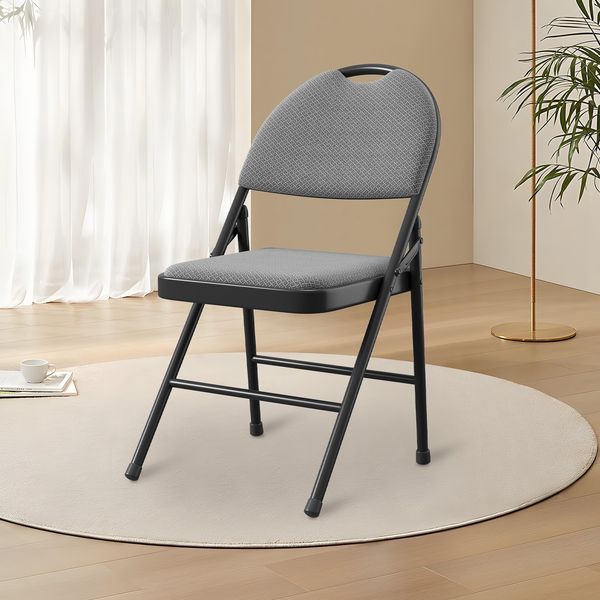 GarveeHome 2/4er Set Klappstühle Mit Polster & Rutschfesten Füßen | Faltbare Metallstühle Für Zuhause, Büro & Events | Platzsparende Stapelstühle Für Innen & Außen – Grau, Beige, Rot