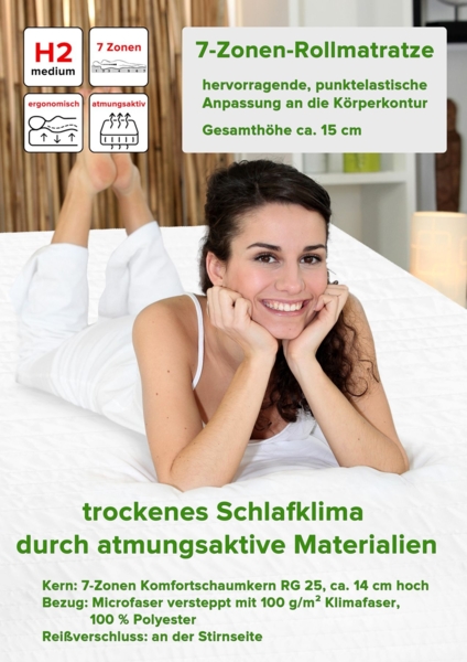 Matratze 90x190 cm Komfortschaum kurzes Einzelbett Sondergröße Bild 5