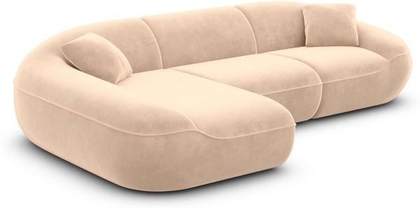 Ecksofa Solmare L Form aus Samtstoff - Samtstoff - beige - Links