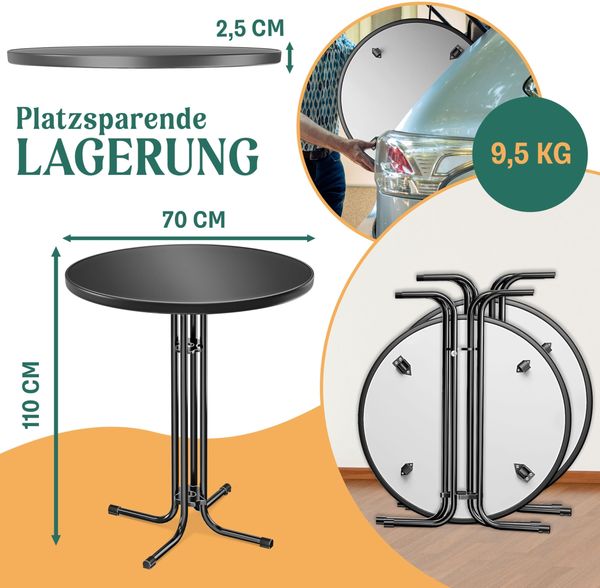 KESSER® Gastro Stehtisch klappbar - Gastronomie Bistrotisch rund - Wetterbeständiger Klapptisch Gartentisch - Runder Partytisch - Hitzebeständig - Stabil und sicher Schwarz, Ø 70 cm, 2er Set Bild 5
