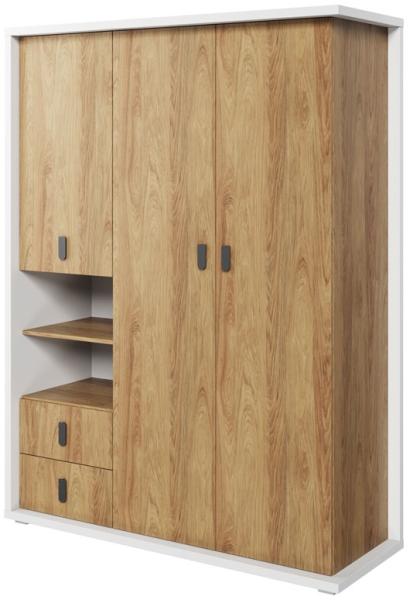 Kleiderschrank Simi Drehtürenschrank 150cm weiß Hickory Oak