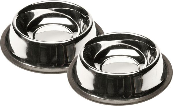 Koopman Futternapf Hundenapf Ø 21 cm 430 ML Edelstahl 1/2 er Set, Edelstahl, 2er Set, Anti-Rutsch Funktion, 430 ml, Napfschale, Hundenapf