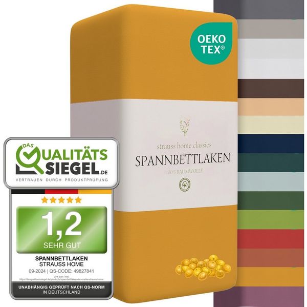 Strauss Home Spannbettlaken Premium, Gummizug: Rundumgummi, 150gr/m2 Premium Jersey 100% Baumwolle
