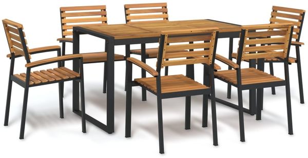 vidaXL 7-tlg. Garten-Essgruppe Massivholz Akazie und Metall 3155407