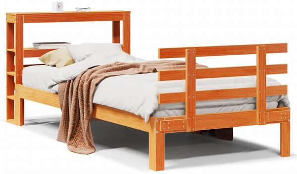 Einzelbett, bettgestell Design mit Kopfteil ohne Matratze Wachsbraun 75x190 cm d2724e