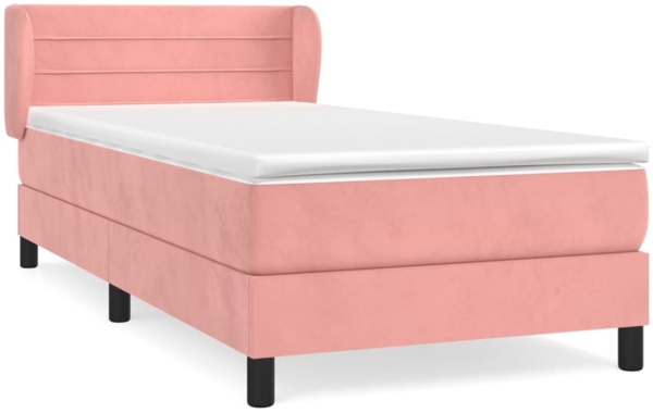vidaXL Boxspringbett mit Matratze Rosa 100x200 cm Samt 3127540