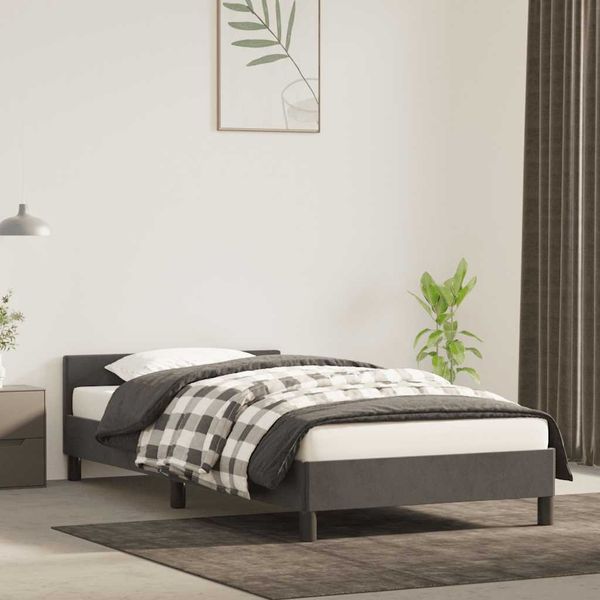 Bettgestell, Einzelbett ohne Matratze Dunkelgrau 100x200 cm Samt