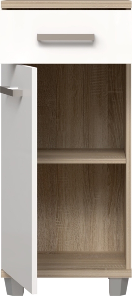 Badezimmer Kommode VERIS 1 Tür Sonoma Eiche / Weiß glänzend Bild 4