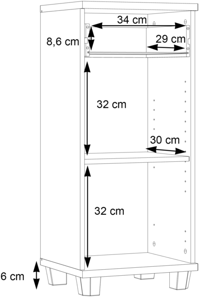Badezimmer Kommode VERIS 1 Tür Sonoma Eiche / Weiß glänzend Bild 7
