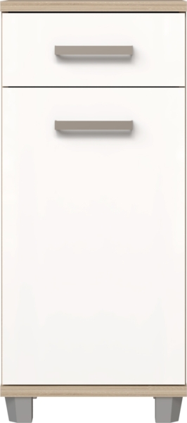 Badezimmer Kommode VERIS 1 Tür Sonoma Eiche / Weiß glänzend Bild 2